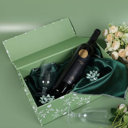 LFBOX Green Leaves Gift Box with Magnetic Lids 5 Pack | Large Bridesmaid Groomsman Proposal Boxes,13.8x8.3x4.4 in, Collapsible Rectangle Storage Box Bulk - color: Green Leaves, size: 1 Count (Pack of 5)