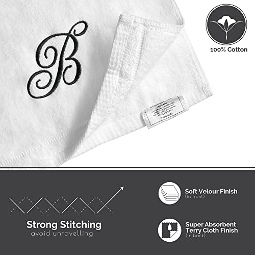 Personalized Initial Fingertip Towels - 2 Pack 11x18 - Black Embroidery On White Towel, Modern Monogrammed Towels, Great Personalized Initial Gift for Women, Teachers, Friends, Bridesmaids Initial M - color: M