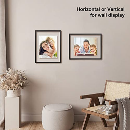 Egofine 11x14 Floating Frames Set of 2, Double Plexiglass Picture Frame, Made of Solid Wood Display Any Size Photo up to 11x14, Wall Mount or Tabletop Standing, Faded Black - color: Faded Black, size: 11x14