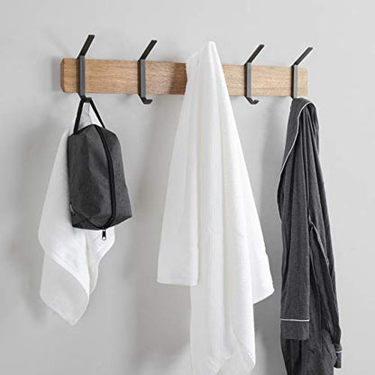Kate and Laurel Rossmore Farmhouse 5-Hook Wall Hanging Coat Rack, Natural Rustic Wood, Modern Hanging Rack for Coats, Bags, Or Pots and Pans - color: Rustic Brown/Black