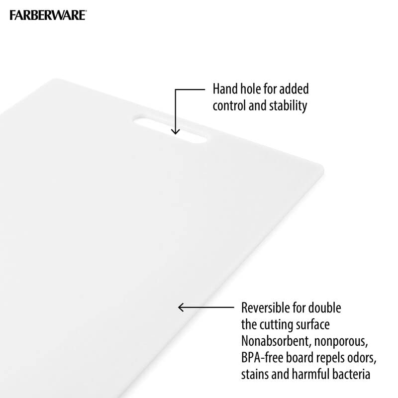 Farberware Cutting Board for Kitchen, 12 x 18 Inch Poly Utility Board, Reversible Plastic Cutting Board for Meat, Vegetables, Fish and Poultry, Dishwasher Safe - size: 18"L x 12"W