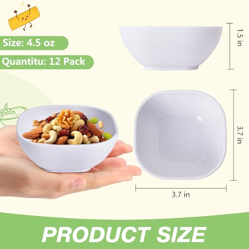 SHECIPIN 12 pack wheat straw dipping bowls 4.5oz,alternative plastic soy sauce dishes,unbreakable small dessert bowls microwave and dishwasher safe for snack,sushi,condiment (white) - color: 12 piece White