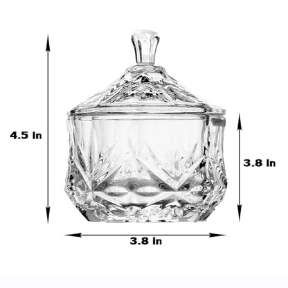 Colorful Crystal Glass Candy Snack Barrel Storage Jar Embossed Luxury Cookie Buffet Canister With Lids Jewelry Box Jar Biscuit Containers(Clear) - color: Treasure Box-Clear