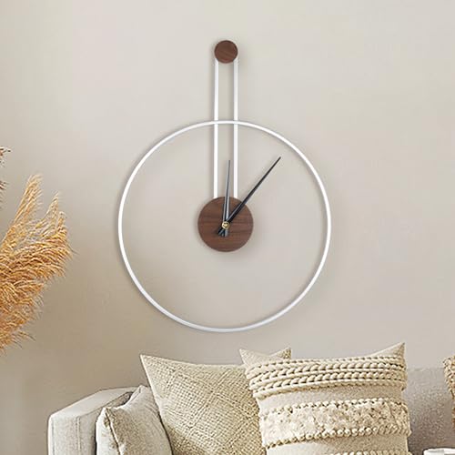 DRELIFAM Modern Wall Clock Large Wall Clocks with Walnut Dial Silent Non-Ticking for Living Room Home Decor Bedroom Kitchen Office 17.8''× 24.4'' (Silver, Medium) - color: Silver, size: Medium