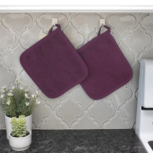 RITZ Terry Potholder & Hot Pad: Unparalleled Heat Resistant, Durable 100% Cotton – Ergonomically Designed for Optimal Grip – Easy-Care Machine Washable – 2-Pack, Beet - color: Beet, size: 2-Pack