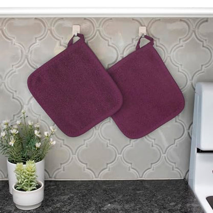 RITZ Terry Potholder & Hot Pad: Unparalleled Heat Resistant, Durable 100% Cotton – Ergonomically Designed for Optimal Grip – Easy-Care Machine Washable – 2-Pack, Beet - color: Beet, size: 2-Pack