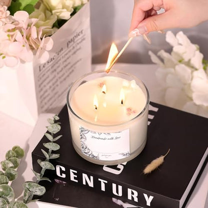 6 Pack Glass Candle Jars with Lids (16oz, Clear) - Large Candle Jars for 3 Wick Candles Making - Empty Candle Jars Containers - Candle Making Supplies Accessories include 16Pcs Candle Labels - color: Clear