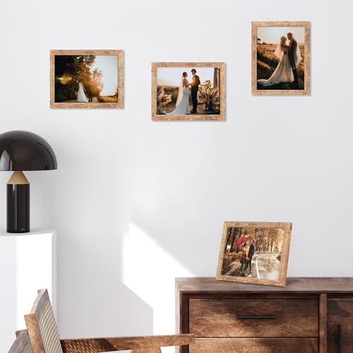 iRahmen 8.5x11 Picture Frame Set of 2, Rustic Brown Certificate Frame with High Definition Real Glass, Wood Photo Frames 8.5 by 11 Diploma Document for Wall Hanging and Tabletop Display - color: Rustic Brown, size: 8.5X11