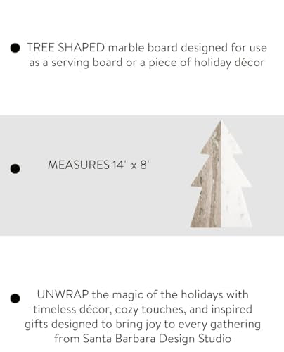 Santa Barbara Design Studio 2-Tone Marble Christmas Tree Shaped Charcuterie Cheese Tray, 14" x 8" - size: 14" x 8" x 1"