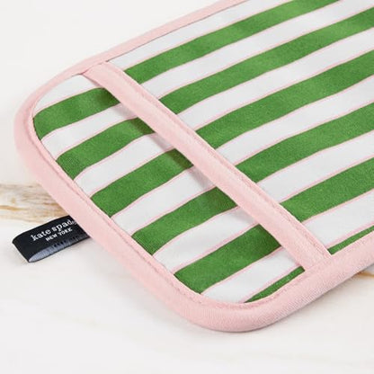 kate spade new york Botanical Stripe Pot Holder 2-Pack Set, 7" x 10", Green/Pink - color: Green/Pink