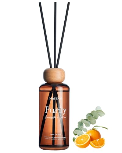 M&SENSE Eucalyptus Citrus Reed Diffuser: Upgraded Formula 6.3 fl oz Non-Toxic Aroma Set with Sticks, Long-Lasting Natural Essential Oil Gifts for Home, Bedroom - color: Eucalyptus Citrus, size: 6.1 fl oz