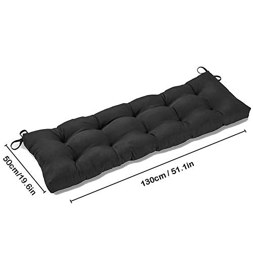 Indoor/Outdoor Bench Cushion Cotton Garden Furniture Loveseat Cushion, 51.2"x19.7" Patio Wicker Seat Cushions for Lounger Garden Furniture Patio Lounger Bench (Black) - color: Black