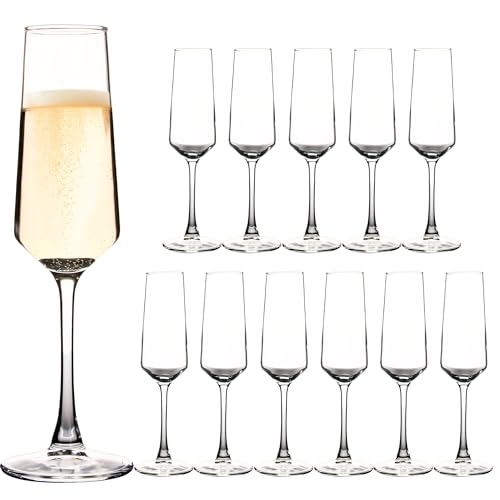 Champagne Flutes Set of 12, 7.5 oz Elegant Champagne Glasses | Clear Champagne Glasses for Champagne, Prosecco, Mimosa, Sparkling Wine