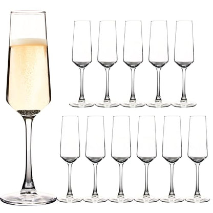 Champagne Flutes Set of 12, 7.5 oz Elegant Champagne Glasses | Clear Champagne Glasses for Champagne, Prosecco, Mimosa, Sparkling Wine