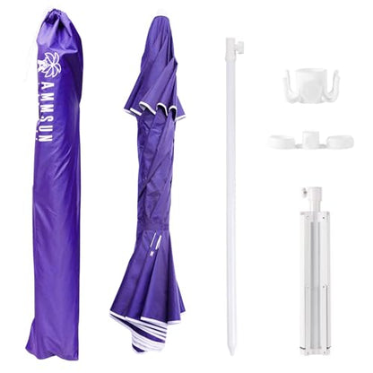 AMMSUN Shade Umbrella, Premium Portable Umbrella with Stand, 6.5ft Lightweight Free Standing Canopy for Sporting Games, Adjustable Instant Sun Protection and Easy to Carry, Purple - color: Purple