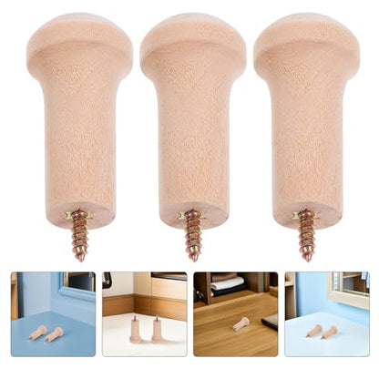 12pcs Unfinished Wood Wall Hooks with Screws, Wooden Peg Rail Hooks for Hanging Coats Hats Towels, 26x52mm Screw-on Shaker Pegs for Home Organization