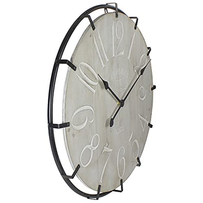 Northlight Country Rustic Metal and Wood Round Wall Clock - 23.5" - Black