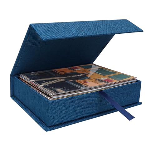8x10 Photo Storage Box, Premium Linen Memory Box for Photos, Pictures, Certificates, Scrapbooking Supplies & Jewelry - Portable, Stackable Organizer for Home, Crafters & Collectors - color: Blue, size: 8X10