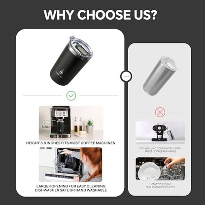 Ideus 20 oz Tumbler, Travel Coffee Mug with Splash Proof Sliding Lid, Double Wall Stainless Steel Vacuum Insulated Coffee Mug for Home and Office, Keep Beverages Hot or Cold, Black - color: Black