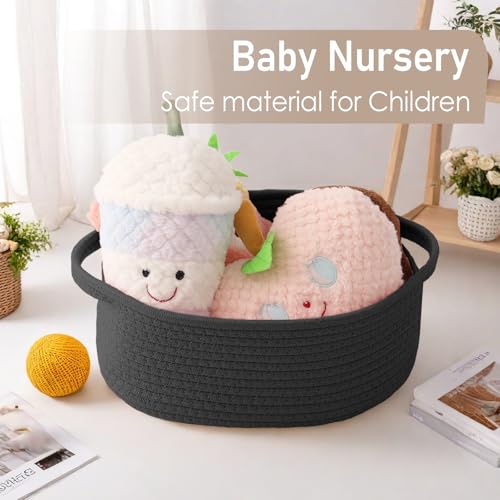 JMvicyroam Small Woven Basket, Empty Gift Basket, Black/1 Pack | Small Gift Basket, Cotton Rope, 12 x 8 x 24 in, Handles, Includes Ribbon and Bag, Birthday Gift Basket - color: Black, size: 1 Pack