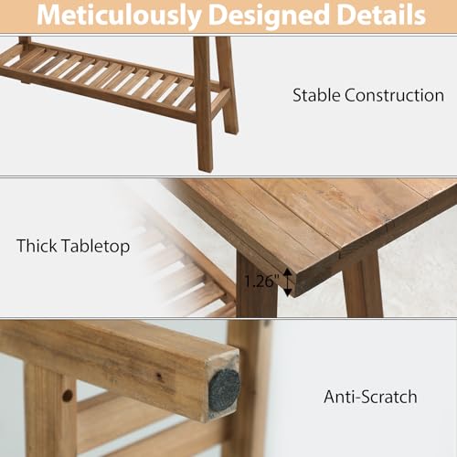 Reclaimed Solid Wood Bench-43.3" Entryway Bench with Storage Shelf | Farmhouse Narrow Rustic Bench, Hallway, Kitchen, Bedroom, Dining, Indoor - size: 43.3"