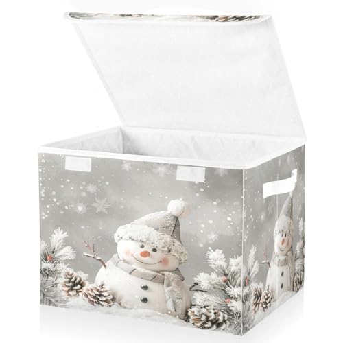 senya Christmas Baskets Collapsible Storage Bins with Lids, Snowman Pine Cones Snowflake Storage Boxes Clothes Baskets for Organizing - color: Christmas 2
