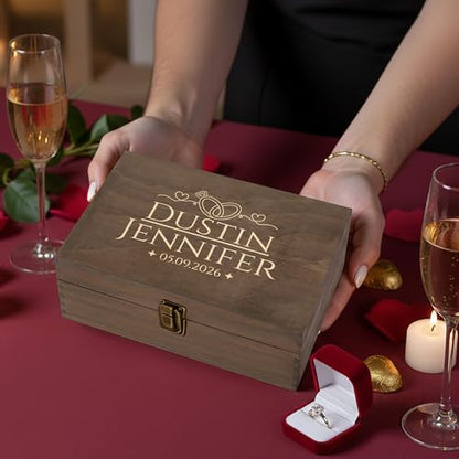 Personalized Anniversary Memory Box Custom Engraved Wooden Keepsake – Rustic Romantic Gift Box for Couples, Him & Her – Wedding, Proposal & Milestone Love Memento - style: 6. Anniversary Designs