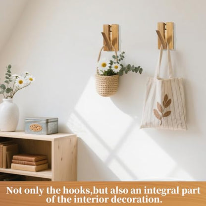 2 Pcs Folding Wall Hooks, Vintage Wooden Wall Hooks Heavy Duty for Hanging Hats, Towels & Bags – Space-Saving Sleek Design, Blending Modern & Rustic Styles
