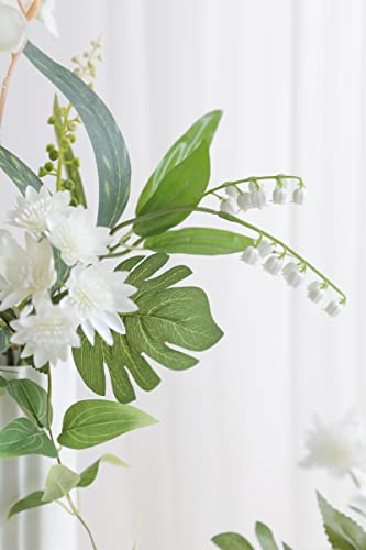 Serra Flora Artificial Greenery Spray Box Set(Pack of 28pcs) with 7 Kinds of DIY Wedding Bouquet Filler Table Centerpieces and Floral Arrangement (White&Green) - color: White&green