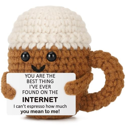 Xinezaa Crochet Coffee Anniversary Birthday Gifts for Boyfriend Girlfriend | Christmas Romantic Gifts for Wife Husband Couples Who Met Online, Coffee Lovers Long Distance Love, Valentines I Love You - style: Internet
