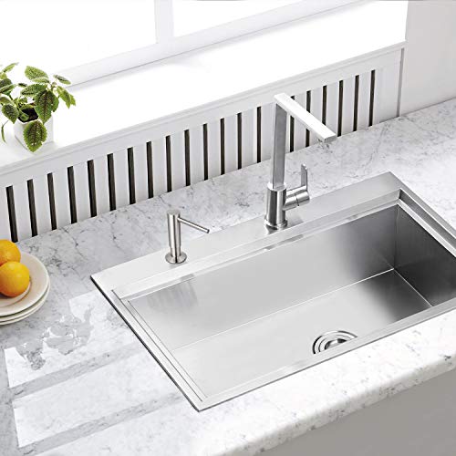 Samodra Sink Soap Dispenser, Metal Pump Head Liquid Lotion Countertop Kitchen Bathroom Soap Dispenser with 12 OZ PET Bottle - color: Brushed Nickel
