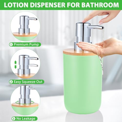 Bathroom Accessories Set 5Piece Green Bathroom Sets, Toothbrush Holder, Toothbrush Cup, Soap Dispenser, Soap Dish and Qtip Holder Bathroom Decor - style: Green