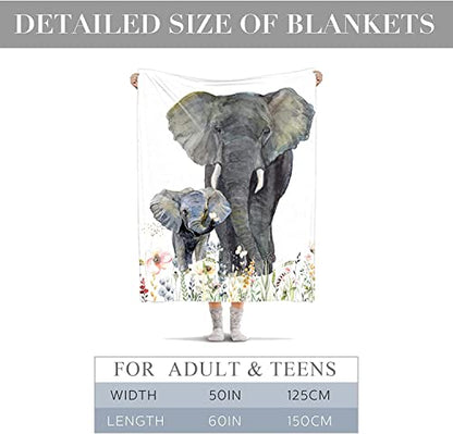 Elephant Blanket, Soft Warm Fuzzy Fleece Plush Blanket 60''x50'', Smooth Cozy Flannel Throw Blanket for Bed/Couch/Office/Camping - color: Style 2, size: 60"x50"