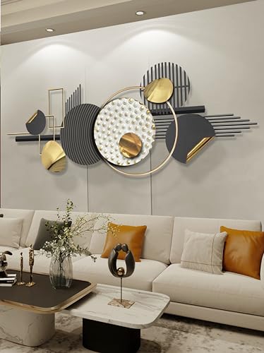 ERMOFAV Large Metal Wall Decor for Living Room,Black White Art 59×20 In | Modern Abstract Geometric Decoration Aesthetic Bedroom Kitchen Home Office Sculpture Gift Indoor - style: wall sculpture 3