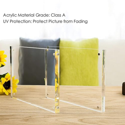 NIUBEE 5x5 Picture Frames, Clear Acrylic Photo Frame with Gift Box Package, 20% Thicker Blocks Magnetic Desktop Card Display - size: 5x5"(1 Pack)