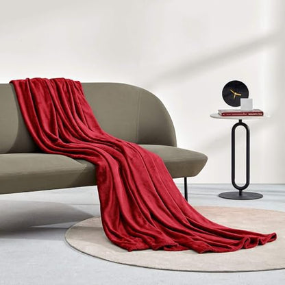 SLEEP ZONE Burgundy Fleece Blanket Super Soft Cozy Throw Flannel Blanket, Lightweight Comfy Fuzzy Blanket Plush Throw Blankets for Couch, Sofa, Bed, Camping, Travel, 90x90Inches - color: Burgundy, size: Full/Queen (90x90 inches)