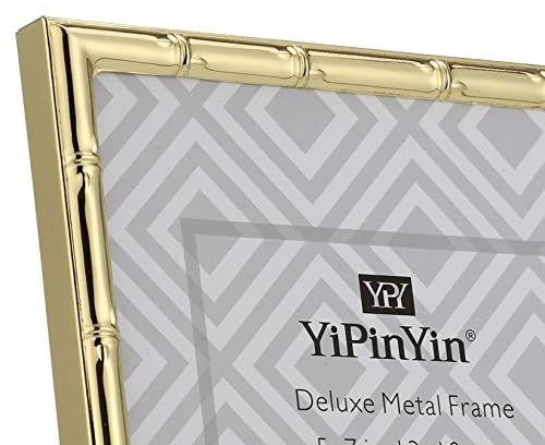 YiPinYin 4x4'' Gold Bamboo Design Metal Frame with mat for 3x3'' Set of 2, 3x3'' Elegant Gold Plated Metal Frame, Soft Touch Velvet Mat Desktop Frame - color: Gold, size: 4x4 Mat 3x3 2PK
