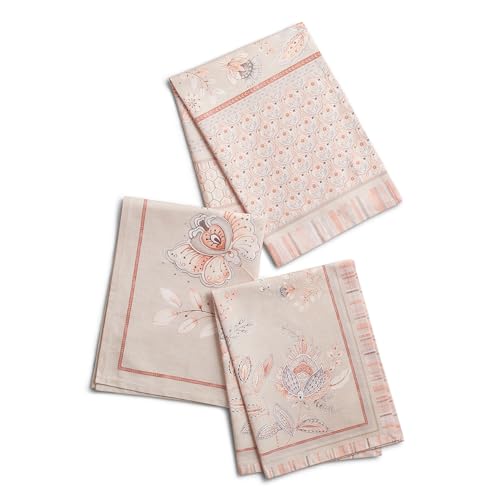 Maison d' Hermine Kitchen Towels Set of 3 100% Combed Cotton 27.50"x20" | Cloth Tea Dish Towels Absorbent with Hanging Loop for Kitchen Dining Party Wedding Hotel Home Spring Summer - Society Florals - color: 021 - Society Florals