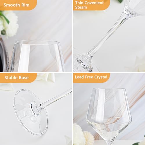 Red Wine Glasses Set of 4, Long Stem Crystal Wine Glasses, Burgundy Wine Glass with Gift Box, 16 oz Large Wine Glasses With Stem for Wedding Anniversary Birthday Gifts - style: Modern