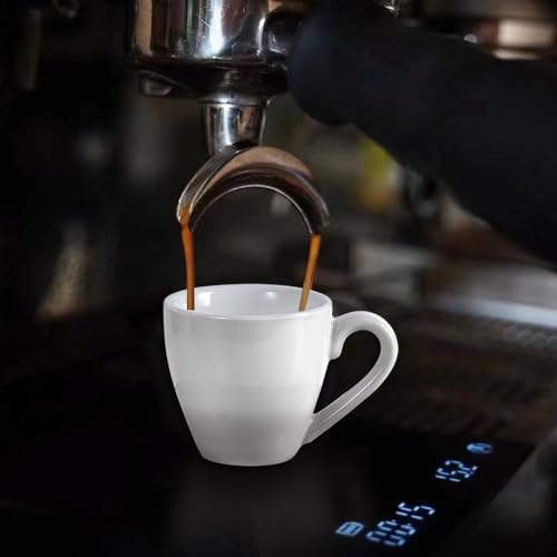 homEdge Porcelain Espresso Shot Cup Set with Saucers and Stainless Steel Spoons - 80 ml / 2.67 oz, Set of 4, White - color: White