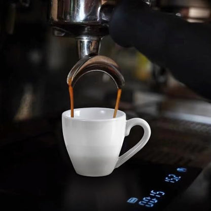 homEdge Porcelain Espresso Shot Cup Set with Saucers and Stainless Steel Spoons - 80 ml / 2.67 oz, Set of 4, White - color: White