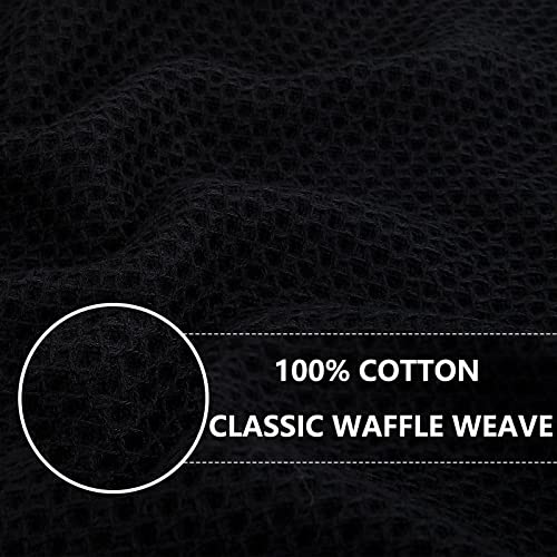 Homaxy 100% Cotton Waffle Weave Kitchen Dish Cloths 6-Pack, Black | 12 x 12 Inches, Ultra Soft Absorbent Dish Towels, Quick Drying Dish Rags with Hanging Loop - color: Black, size: 12 X 12 - 6 Pack