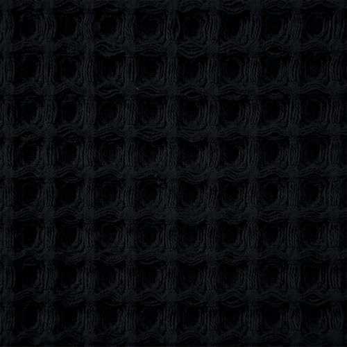 Jacquotha Black Waffle Cotton Hand Towels Set of 2 – Quick Dry, Low Lint | Towels for Bathroom, Kitchen & Daily Life, 13" x 29" - color: Black