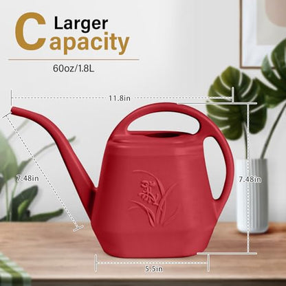 ZXJ Plant Watering Can - for Indoor and Outdoor Home Garden Plants - with Long Spout - Wine Red - 1/2 Gallon - color: Wine Red