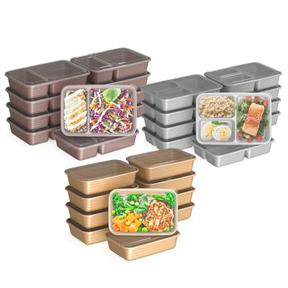 Bentgo Prep Meal Prep Kit, 1, 2 & 3-Compartment Containers, 60 Piece Set | Portion Control, Stackable, Microwave, Freezer & Dishwasher-Safe, Reusable, PFAS & BPA-Free (Gleam Metallics) - color: Gleam Metallics