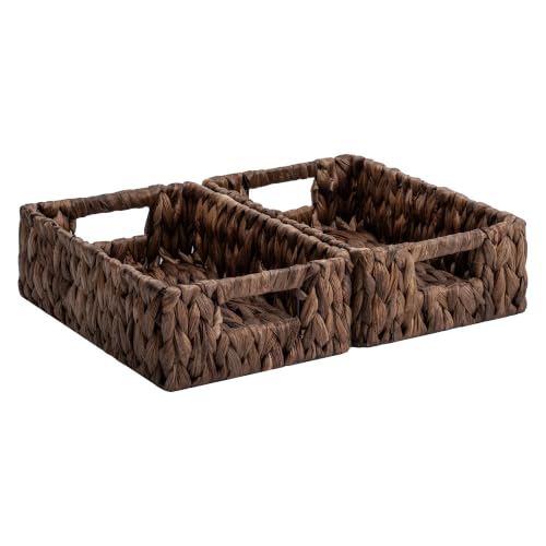 StorageWorks Wicker Baskets for Storage,Rectangle Basket,Brown Basket,2Pack | Hyacinth Dark Brown Wicker Basket, Wicker Storage Baskets for Organizing, Wicker Storage Baskets for Shelves,11¼" x 7½" x 3½" - color: Brown (Water Hyacinth), size: 2x 11¼"L x 7