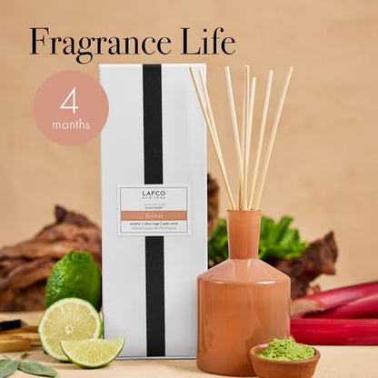 LAFCO New York Classic Reed Diffuser, Retreat - 6 oz - Up to 3 Months Fragrance Life - Reusable Glass Vessel - Natural Wood Reeds - Made in the USA