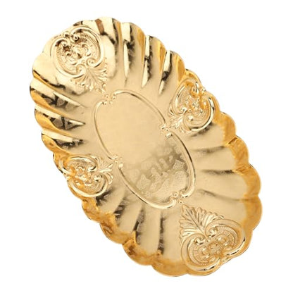 Emoshayoga Metal Oval Tray, Decorative Footed Golden Serving Platter for Multipurpose Home Restaurant Wedding Banquet Fruit Nuts Snake Use (L) - size: 9.8" x 7.1" x 2"