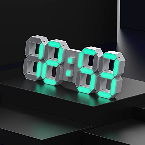 EDUP HOME® 15" Larger 3D LED Wall Clock with Remote Control, 7-Color RGB | Digital Alarm Clock with Adjustable Brightness, 12/24-Hour Time, Date & Temperature Display for Home & Office - color: Rgb Led Wall Clock 15“