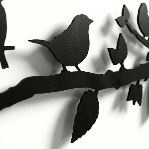 DEKADRON Metal Wall Decor, Birds on Branch, Metal Birds, Wall Art, Living Room Wall Art, Wall Hangings (24" W x 5" H / 60x13cm) - size: 24"L x 5"W